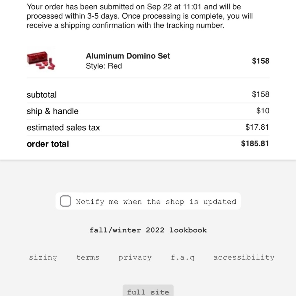 Supreme Aluminum Domino Set f/w 22